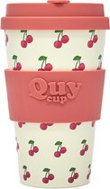 Quy Cup 400ml Ecologische Reis Beker - “Ciliegia” - BPA Vrij - Gemaakt van Gerecyclede Pet Flessen met Rose Siliconen deksel