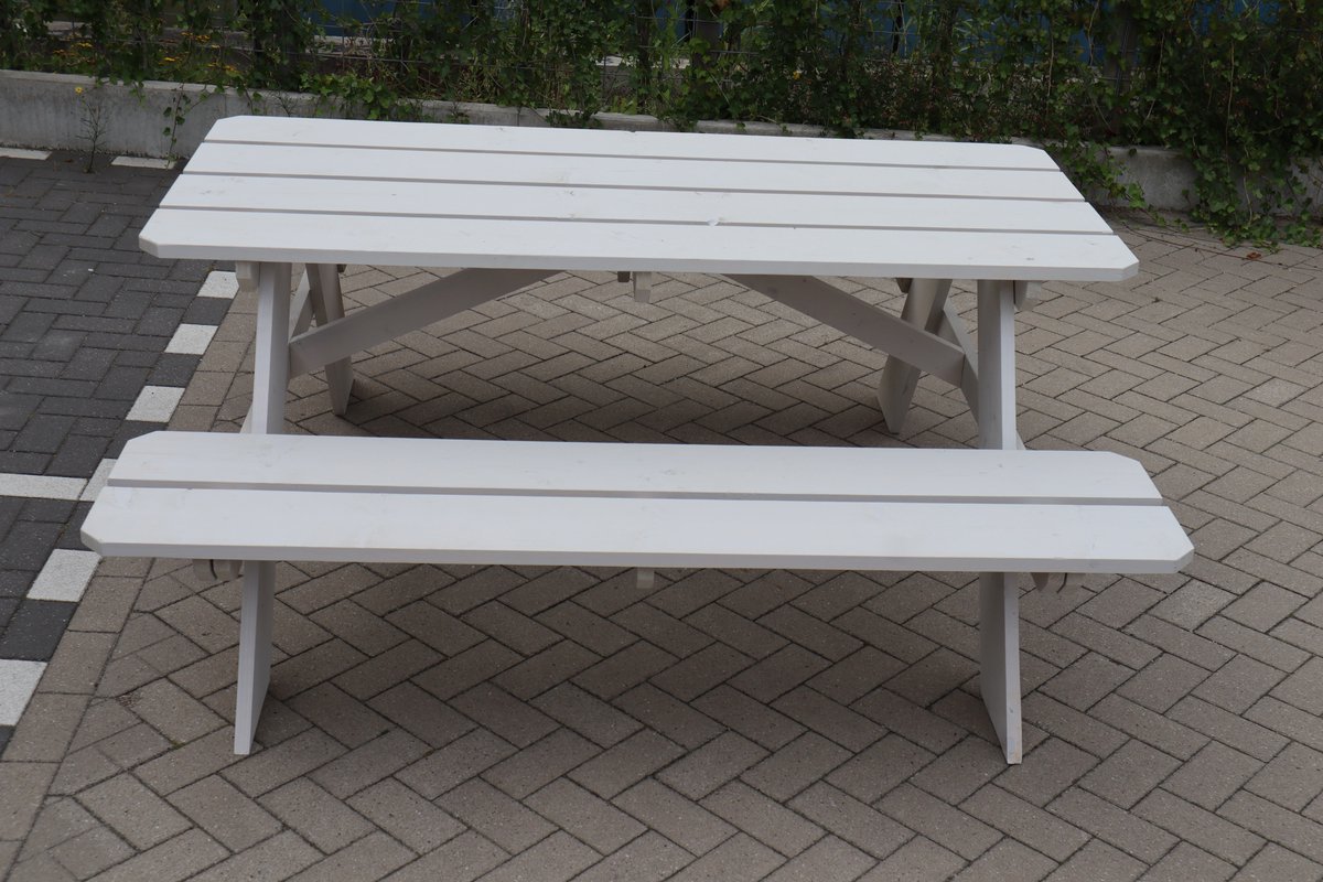 Picknick tafel van White wash Steigerhout 180x200x78cm