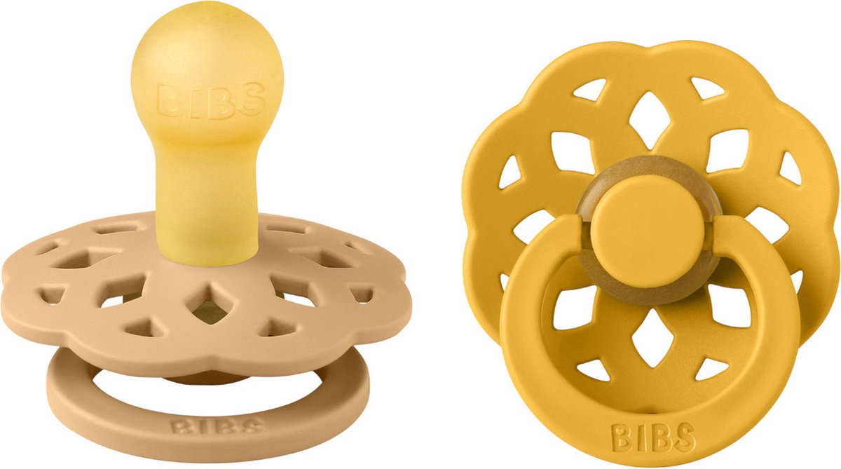 Goedkoopste BiBS - Boheme Pacifier - Stage 1 Fopspeen - 2 stuks - Desert Sand / Honey Bee