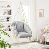 Hangstoel, hangstoel, hangstoel met een dik kussen, tot 120 kg belastbaar, voor tuin, balkon, woonkamer, terras, Scandinavische stijl, modern, beige-grijs HMDC042G01