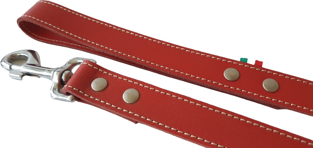 JACK AND VANILLA Double Hondenriem / Hondenlijn - Echt Leder - Rood - Breedte: 25 mm - Lengte: 100 cm
