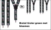 3x Bretel Tiroler groen met edelweissbloem - Oktoberfest |Tirol |Apres ski |festival| themafeest |bretels| bierfeest