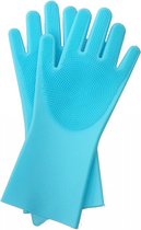 Magic Siliconen Schoonmaak Handschoenen - Met Ingebouwde Handpalm Borstels - Multi-functionele Poetshandschoenen - Blauw - Voordeel Set van 2 paar