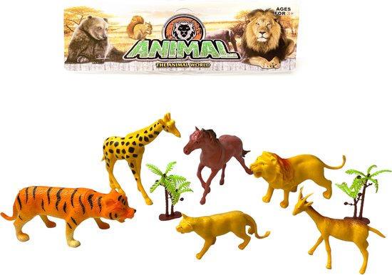 Speelset dieren 6 stuks - The Animal World - Wilde dieren speelgoed figuren set