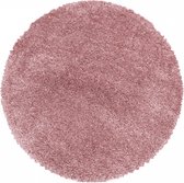 Extra hoogpolig shaggy vloerkleed Fluffy - rond - roze - 160x160 cm