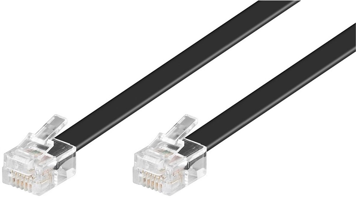RJ12 - RJ12 telefoonkabel / zwart - 1 meter