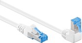 S/FTP CAT6a 10 Gigabit netwerkkabel haaks naar boven / recht / wit - LSZH - 0,50 meter