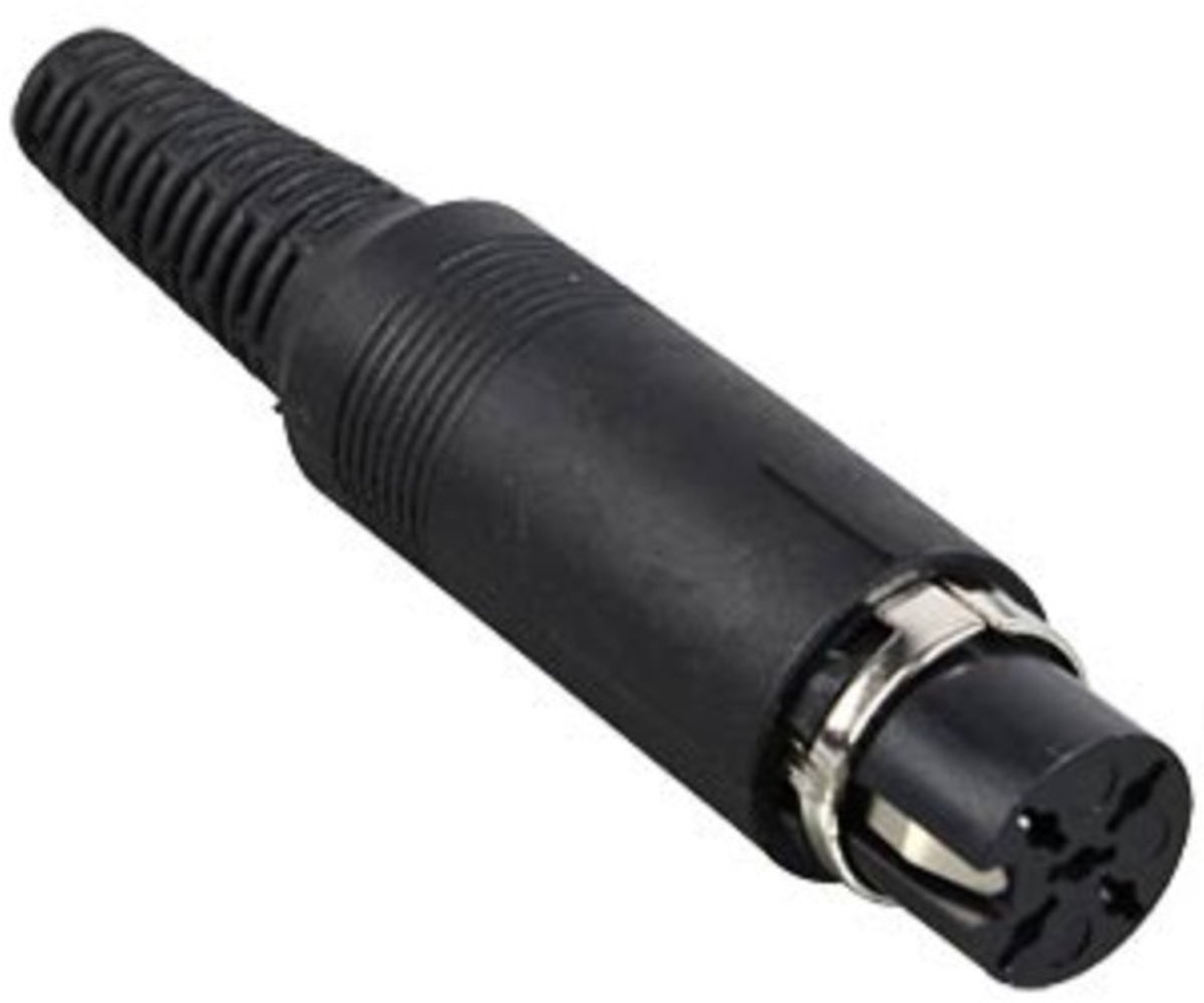 DIN 5-pins 270° (v) dobbelsteen connector / zwart