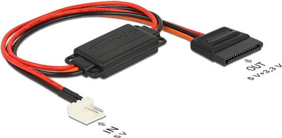 Floppy (m) 5V - SATA (v) 3,3V + 5V voltage converter - 0,30 meter