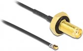 MHF 4L LK (v) - SMA (v) kabel met afdichtring - Micro Coax (1,37 mm) - 50 Ohm / zwart - 0,20 meter