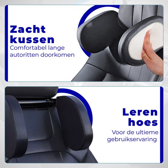 Neksteun auto - hoofdsteunen voor nek - verstelbaar traagschuim - zwart van Merkloos — afbeelding 2