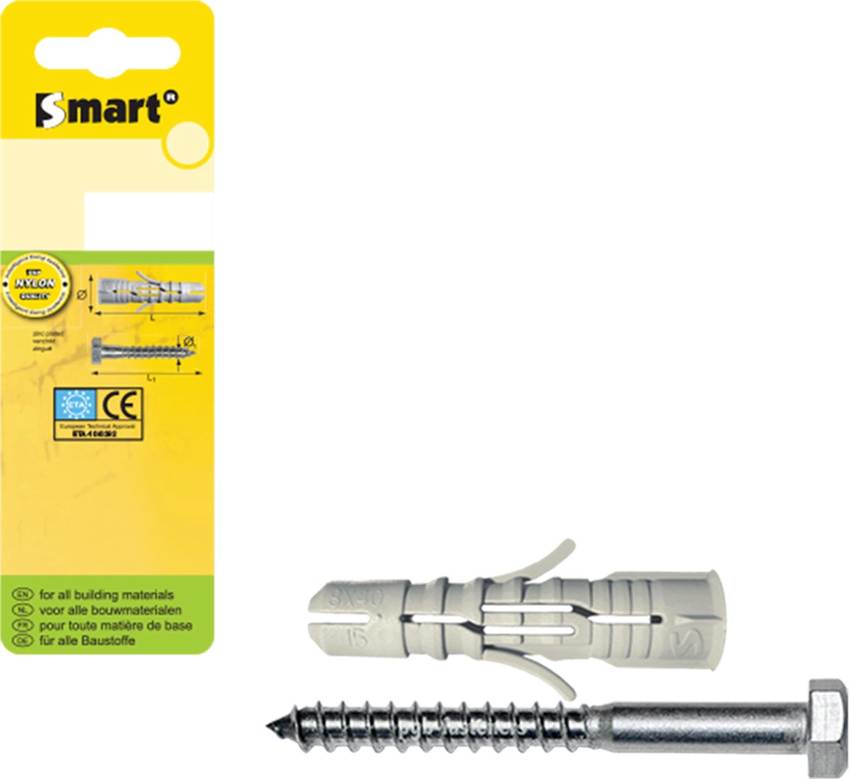 SMART | plug nylon + DIN 571 M12x60 NZN | 3 st
