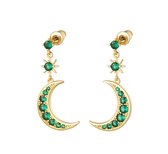 To the moon and back - Sparkle Collection - Oorbellen - Moon Green