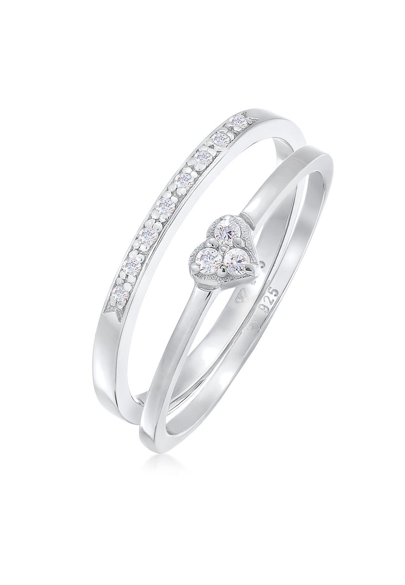 Elli Damesring, modern, met zirkoniastenen met kristal in 925 sterling