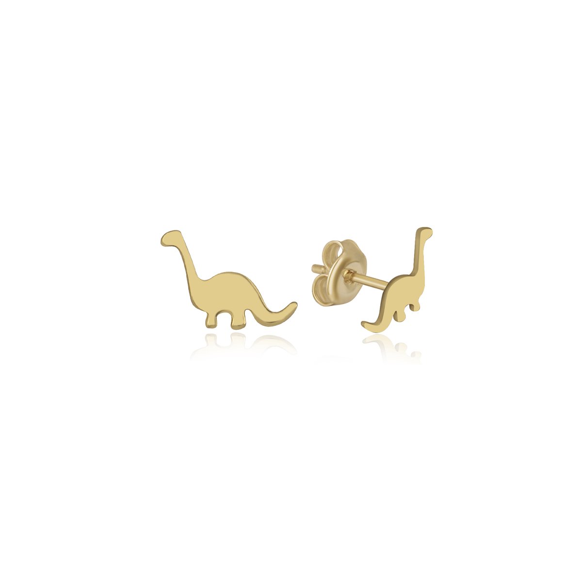 Trendy Dino Oorbellen GoldPlated (925 sterling zilvergehalte) Oorbel Tijdloos Trendy Minimalistisch Goudkleurige Bedel Meisje | Cadeau Voor Vrouw