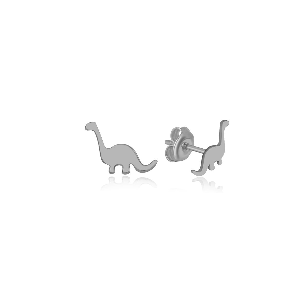 Trendy Dino Oorknop Schattig Zilveren (925 sterling) Unisex (925 sterling) Oorbel Trendy Minimalistisch Combi Bedel Kado Voor Vrouw