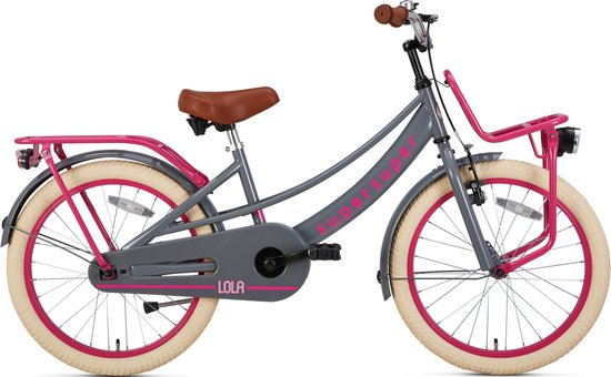 Supersuper Lola - Kinderfiets - Meisjesfiets - 20 inch - Grijs/Roze