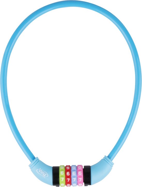 Vinz Baker Câble antivol pour vélo pour enfants / Antivol à combinaison / Antivol à combinaison Blauw 10mm - 65cm