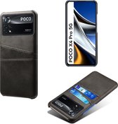 Backcover met Opbergvakjes + PMMA Screenprotector voor Xiaomi Poco X4 Pro 5G _ Zwart