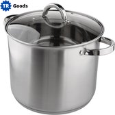 TR Goods - Pot à soupe en acier inoxydable 10,5 litres avec couvercle - Acier inoxydable - avec couvercle - 26 cm - Convient pour l'induction