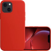 Hoes Geschikt voor iPhone 14 Plus Hoesje Cover Siliconen Back Case Hoes - Rood