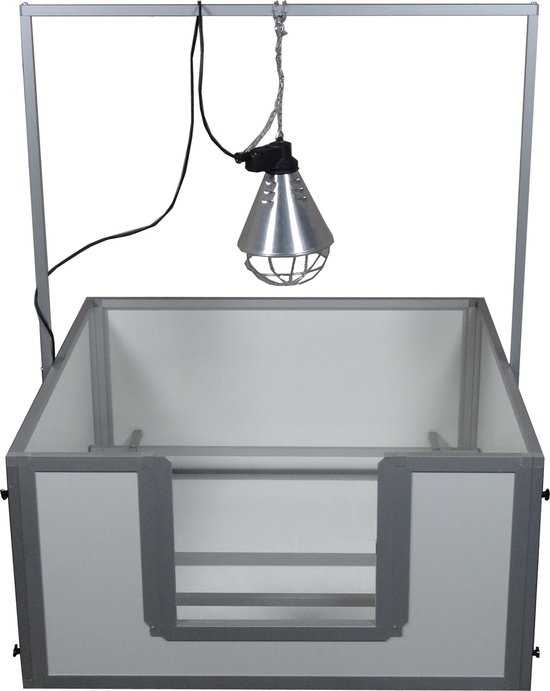 Hundos Pro Werpkist maat XL  120x120x60 cm.  inclusief anti-doodligstang en warmtelamp beugel