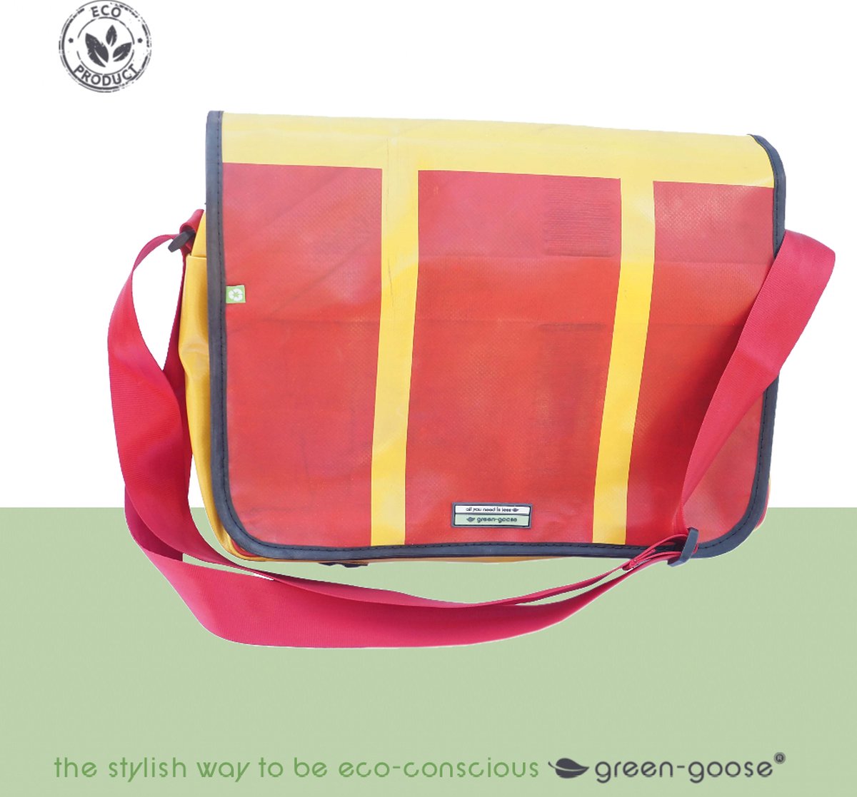 green-goose® Laptoptas Strade | Rood, Geel | 42x29x8 cm | Geschikt voor 17