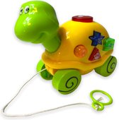 Speelgoed schildpad trekdier - met geluidsknopjes - lichtjes - Lovely turtle trekfiguur - 15cm - incl batterijen