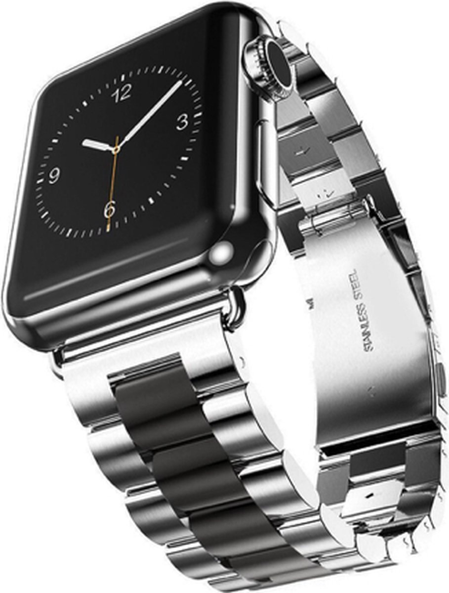 Apple Smart Watch Band - Roestvrij Staal - Zwart/Zilver - 38/40/41 mm