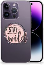 Telefoon Hoesje Geschikt voor iPhone 14 Pro Siliconen Back Cover Transparant Boho Stay Wild