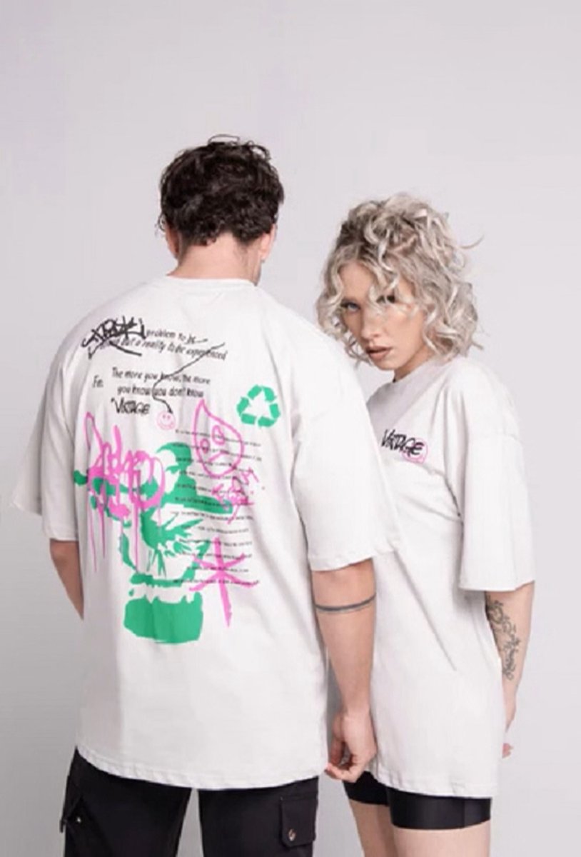 Aarhon-Unisex-Oversized-T-shirt-Graffiti-Heren-Dames-Maat-S