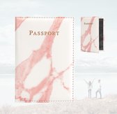 Paspoort hoesje – Kunstleer – Paspoort hoes – Paspoort houder – Paspoort cover – Incl. pashouder – Marmer – Rood