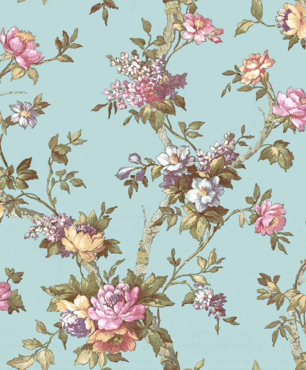 Behang met bloemen en takken - Behang - Muurdecoratie - Wallpaper - Vliesbehang - Blooming Garden 6 - 0,53 x 10,05 M.