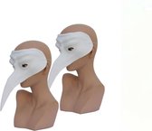 Faram Party - 2x stuks - Venetiaans snavelmasker - plastic - wit