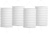 Pakket van 8x stuks treklampionnen wit papier 16 cm - Sint Maarten lampionnen - Bruiloft/themafeest hangdecoratie