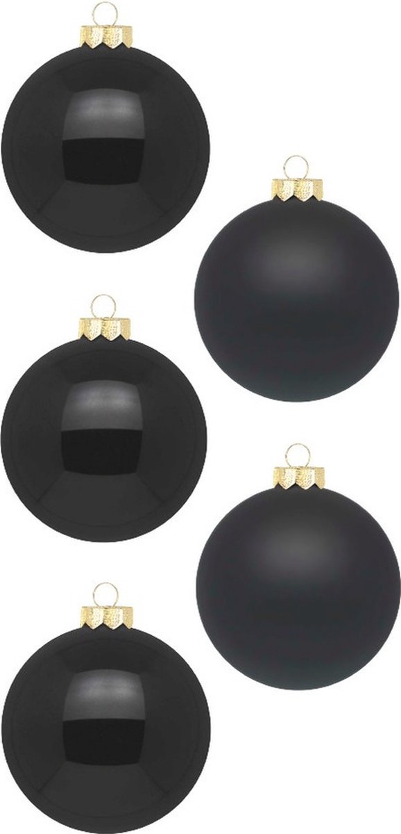 Inge Christmas Goods Kerstballen - 36st - glazen zwart - 4 cm