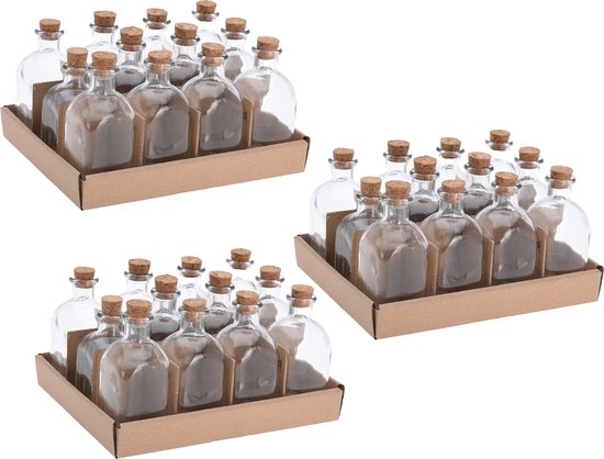 Glazen flesjes met kurk dop - 96 stuks - transparant - glas -120 ml