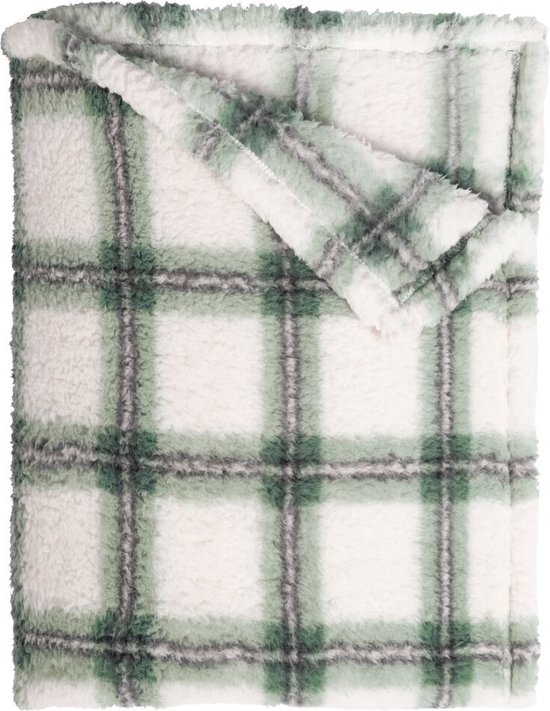 Mistral Home - Plaid - 100% gerecycleerd polyester - Teddy - 130x170 cm - Wit groen