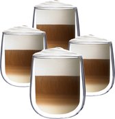Luxe Dubbelwandige Koffieglazen - Dubbelwandige Theeglazen - Cappuccino Glazen - 250 ML - Set Van 4