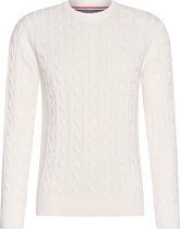 Cappuccino Italia - Heren Sweaters Cable Pullover Wit - Wit - Maat XXL