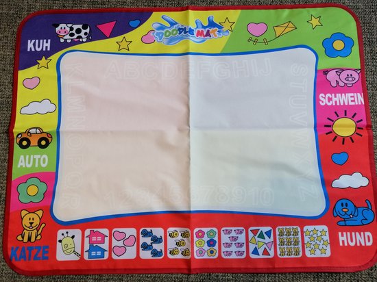 Doodle Mat - Huisje Boompje Beestje - Watermat om te kleuren - 78x58cm. - Peuter Tekenmat - Kleuren en tekenen - inclusief 2 Pennen - Geen Geklieder - Cadeau Tip