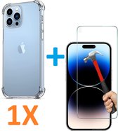 Shock-proof  silicone hoesje met 1 Pack Tempered glas Screen Protector Geschikt voor: iPhone 14 Pro Max