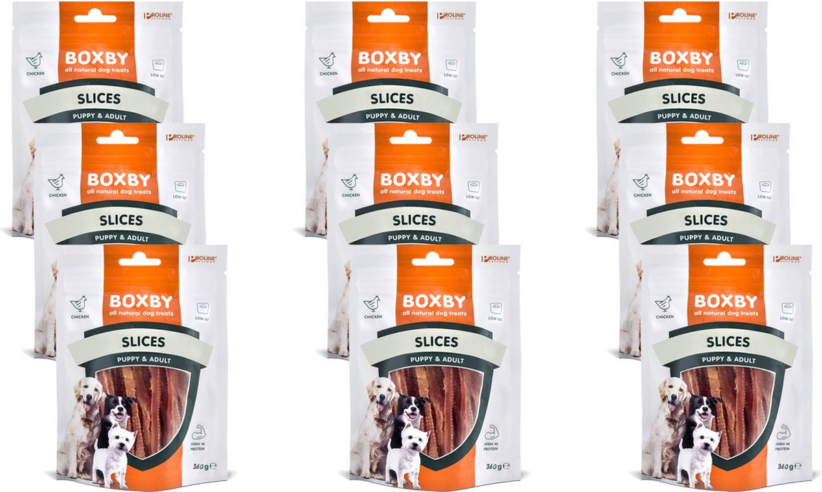 Boxby Slices - Hondensnacks - 9 x Kip 360 g Valuepack