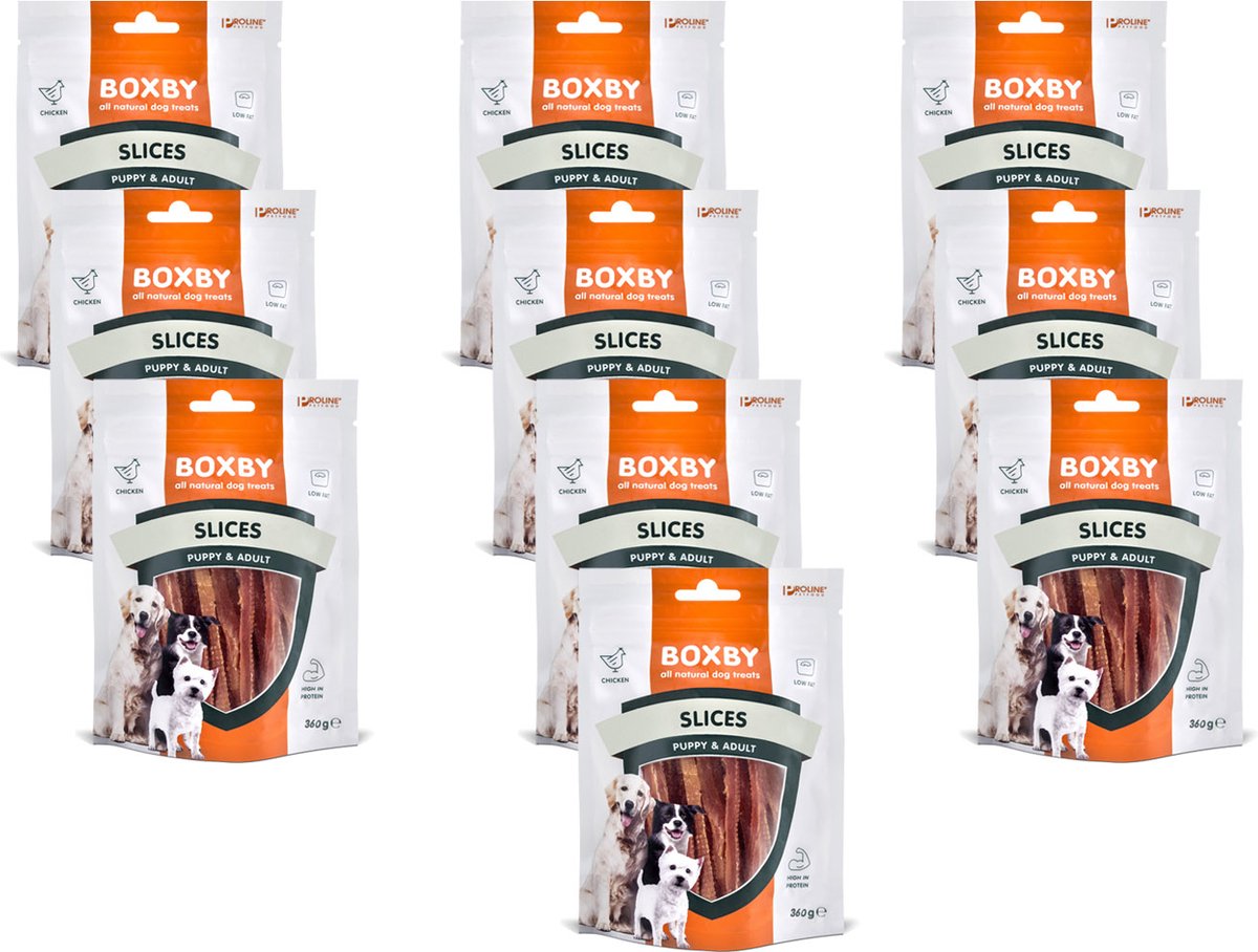 Boxby Slices - Hondensnacks - 10 x Kip 360 g Valuepack
