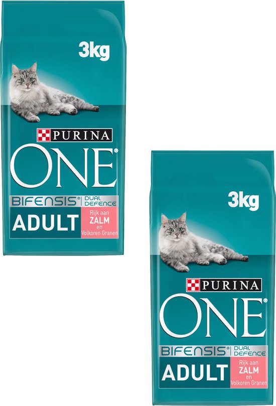 Purina One Adult Zalm&Granen - Kattenvoer - 2 x 3 kg
