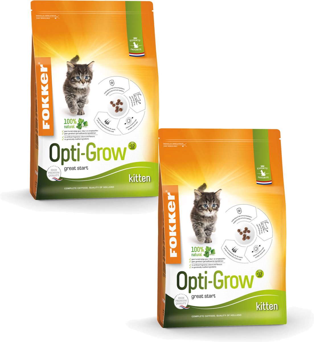 Fokker Fokker Cat Opti-Grow - Kattenvoer - 2 x Kip 2.5 kg