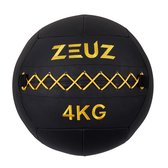 ZEUZ Premium Wall Ball 4kg - Adapté pour CrossFit & Fitness – Remplissage en mousse PU & Vinyle – Diamètre de 35 CM - Jaune