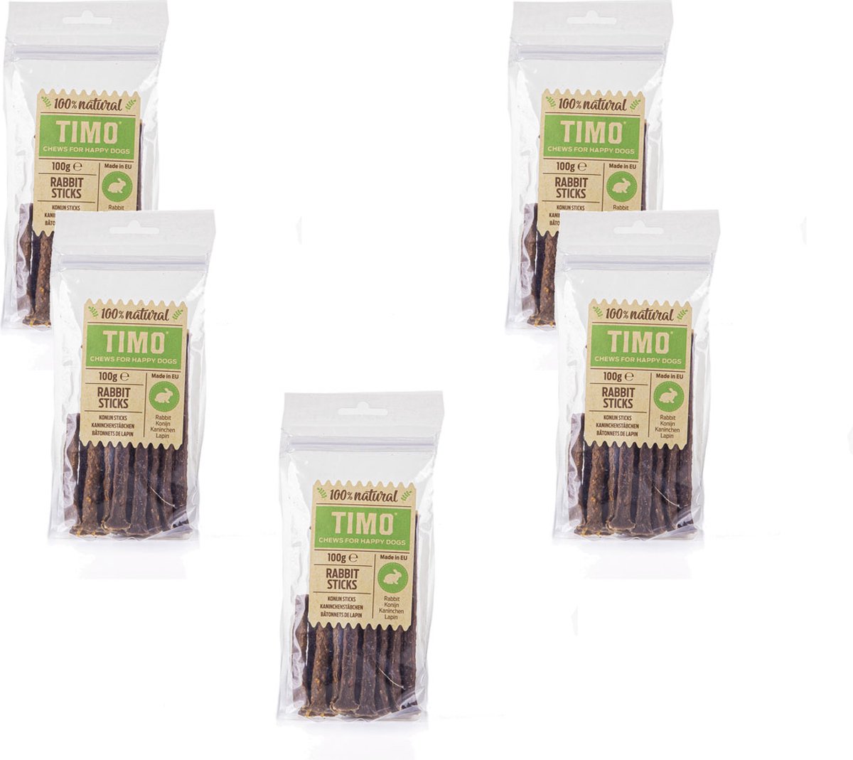 Timo Sticks 100 g - Hondensnacks - 5 x Konijn