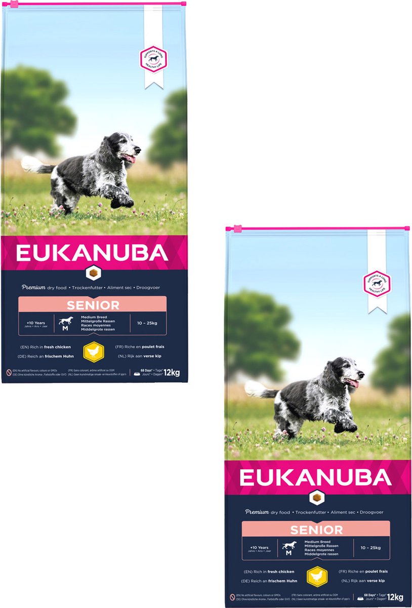 Eukanuba Caring Senior Medium Breed Kip - Hondenvoer - 2 x 12 kg
