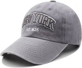 Baseball Cap New York – Grijs – Stonewashed Denim Pet
